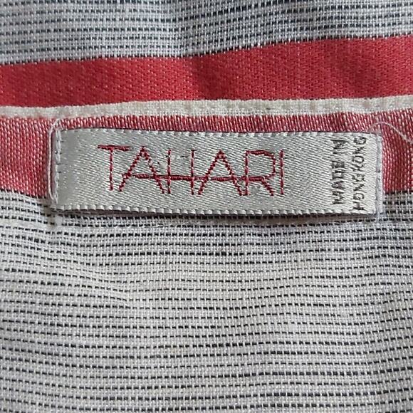 Tahari Striped Linen Top Size 8 - Picture 6 of 7